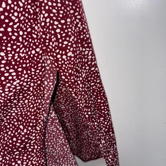 Shein Elegant Burgundy Polka Dot Flowy Dress - Picture 5 of 6